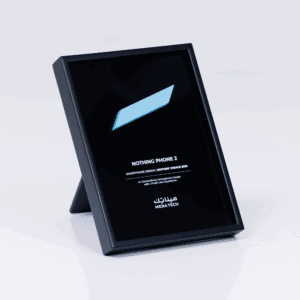 Freestanding view of the Nothing Phone 2 Editors' Choice 2023 award plaque by MENA Tech, celebrating smartphone design excellence.